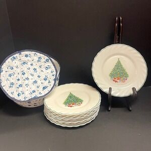 Set of 12 Bread Plates Noel by Salem Porcelle Vintage 1980's
